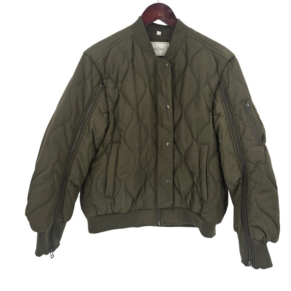 Rokh x GU olive green quilted jacket womens large